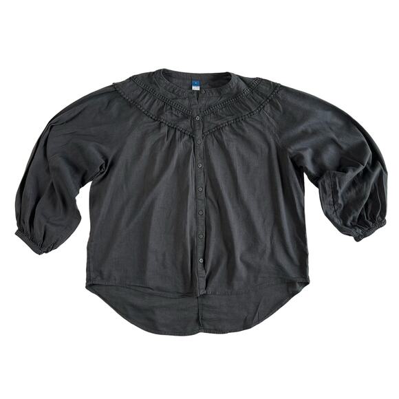 Old Navy Women's XS Cotton Blend Charcoal Gray Button Up Blouse - Picture 1 of 5